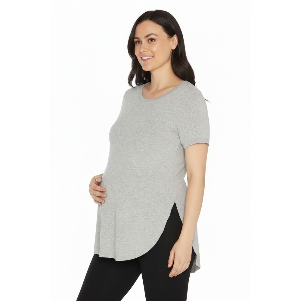 Kindly Yours Womens Maternity Nursing Top L/XL Grey Cotton Modal Breastfeeding